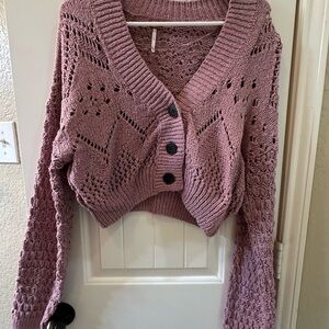 Free People Mauve Knit Cardigan